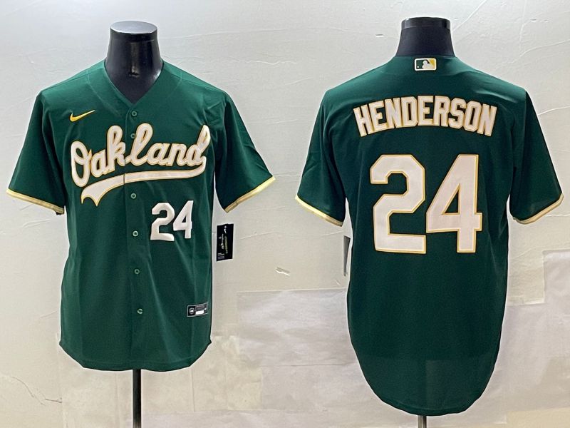 Men Oakland Athletics #24 Henderson Green Game 2025 Nike MLB Jersey style 2